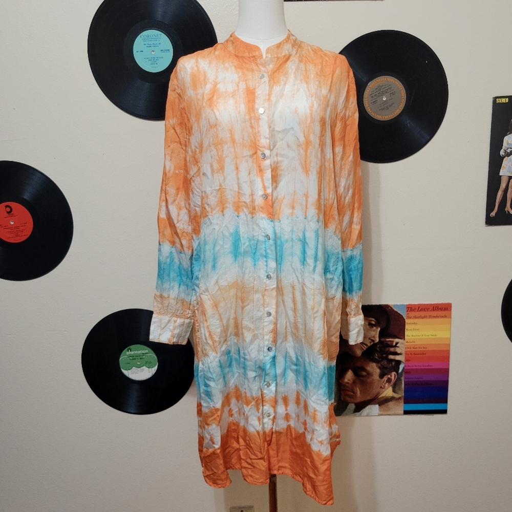 Soft Surroundings | 100% Silk Button-Up Tunic Blouse